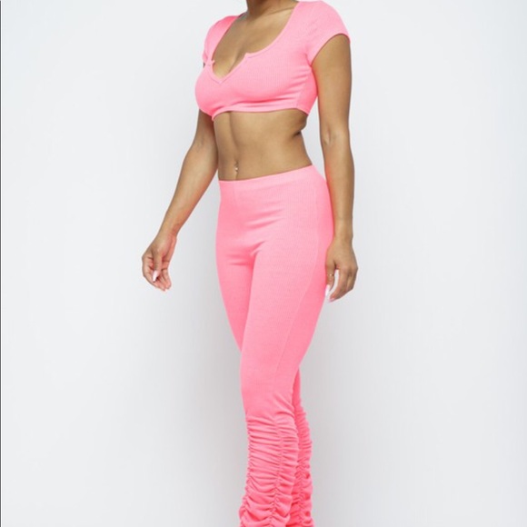 Two piece pant set neon pink new - Picture 15 of 16